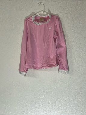 The Beaufort Bonnet Company Pink Top with White Eyelet Trim